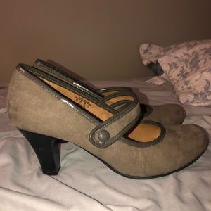 Brown suede heels